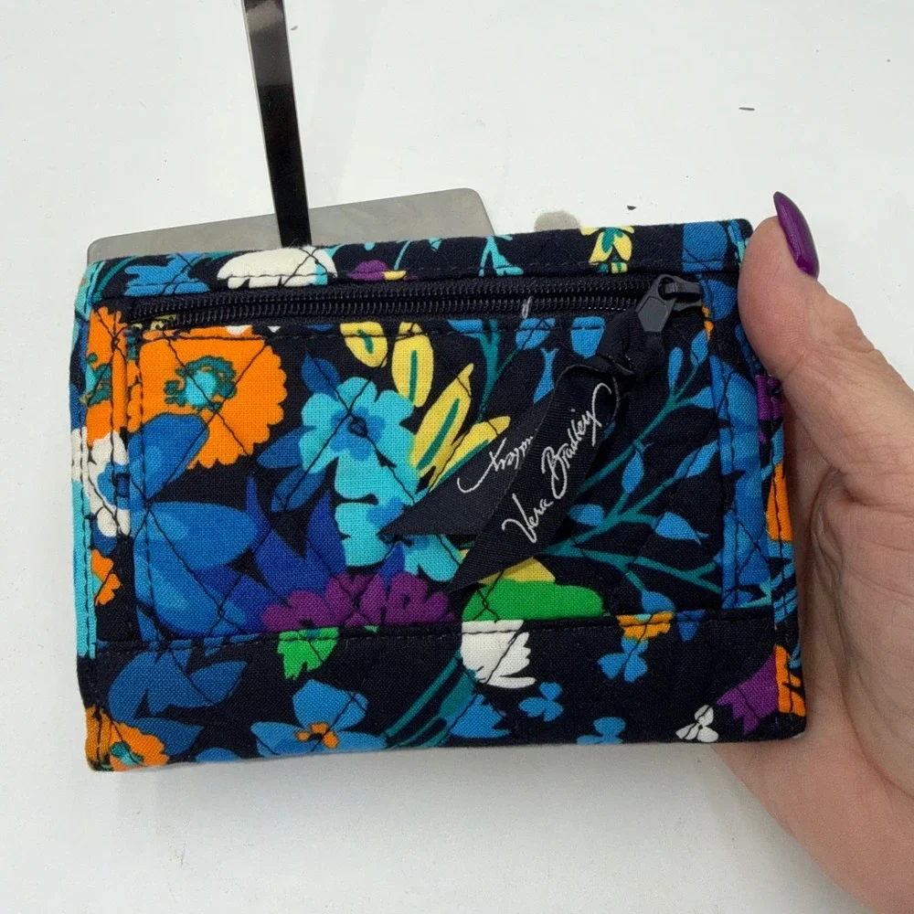 Vera Bradley Euro Wallet in the Midnight Blues pattern.